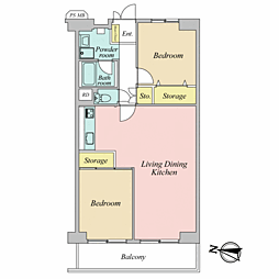 イトーピア宮前平マンション 2LDKの間取図画像