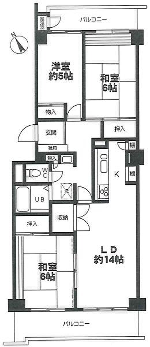 グリーンコープ南大沢(3LDK) 4階の間取り