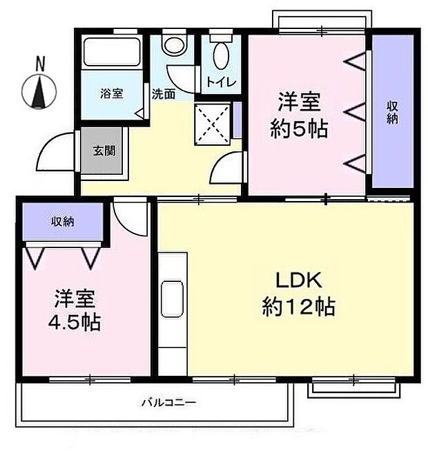 藤の台団地(2LDK) 2階の間取り