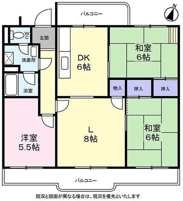 羽根沢第一住宅(3LDK) 3階の間取り