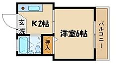 メゾンＳ 2階1Kの間取り