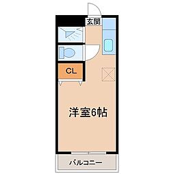 多摩ロイヤルアベニューI 2階ワンルームの間取り