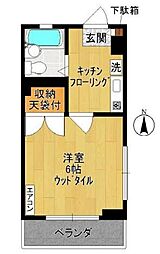 タウンハイツ稲田堤 1階1Kの間取り