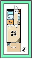 カーメルヒルズ 1階1Kの間取り