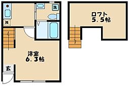 多摩都市モノレール 大塚・帝京大学駅 徒歩10分の賃貸アパート 1階1Kの間取り