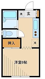 小田急小田原線 町田駅 徒歩12分の賃貸アパート 1階1Kの間取り