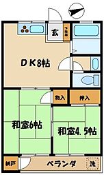 イサミハイツ 1階2DKの間取り