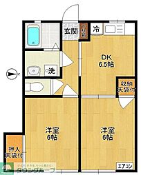 Ｋ2コーポ 1階2DKの間取り