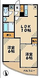 ベルウッド 1階2LDKの間取り