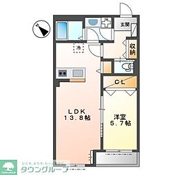 Deux-un Noborito 1階1LDKの間取り