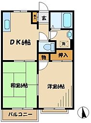 Creation 2DKの間取図画像