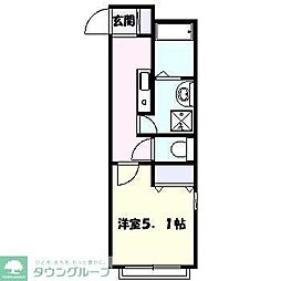 アパートメント枡形No.1 1Kの間取図画像