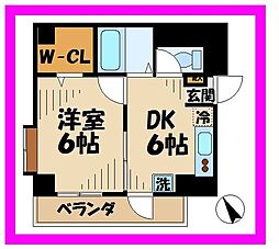 ニューフォレスト 1DKの間取図画像