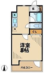 パールコート五月台 1Kの間取図画像