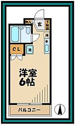 美山コーポ向ヶ丘 1Kの間取図画像