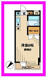 グランドゥール登戸 1Kの間取図画像