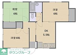 コーポ平山B 3DKの間取図画像