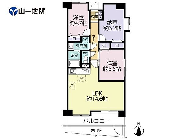 ロイヤルパレス泉中央フィーア(2SLDK) 1階の間取り