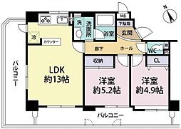 フィリア北仙台 2LDKの間取図画像
