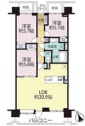 ライオンズガーデン泉中央 3LDKの間取図画像