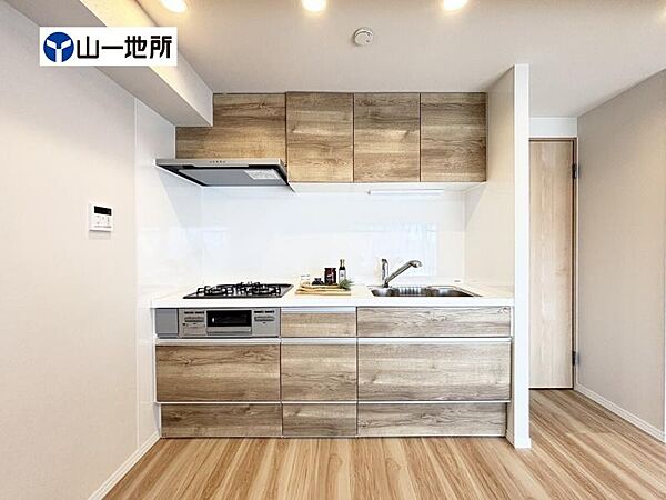 お手入れのしやすいすっきりしたシステムキッチン