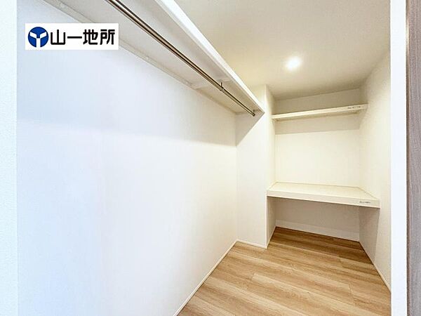 大容量のウォークインクローゼット！衣類も小物もまとめて収納できます