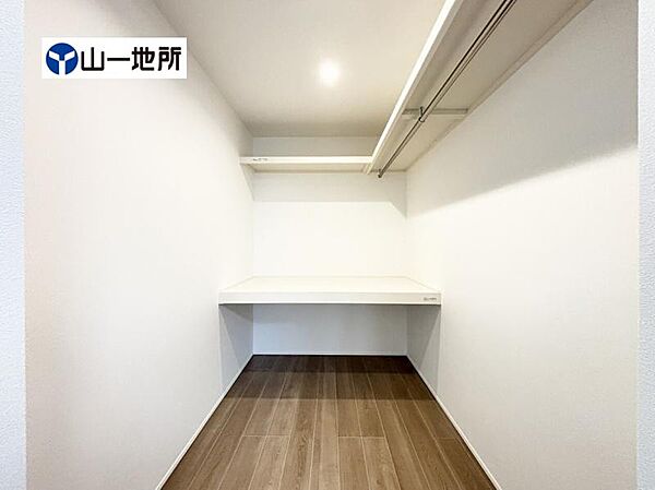 大容量のウォークインクローゼット！衣類も小物もまとめて収納できます