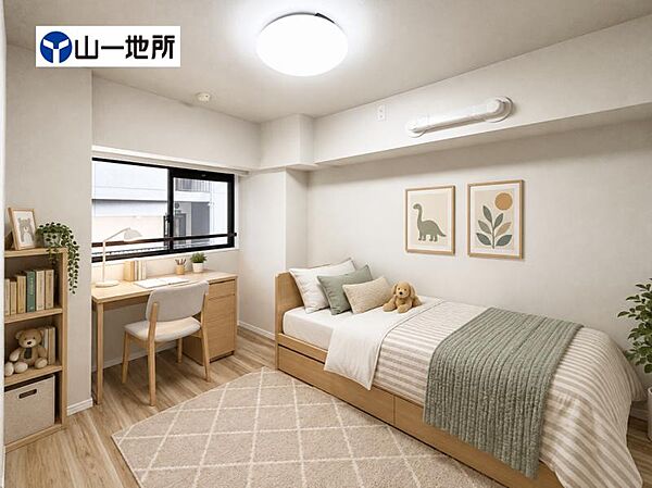 大きな窓からたっぷりと陽光が注がれる明るい空間です（家具・小物類はCGによる演出です。価格には含まれません）