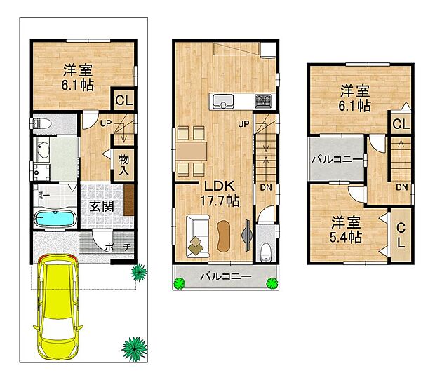 プラン間取り図（間取り変更可）建物価格1700万円（税込み）