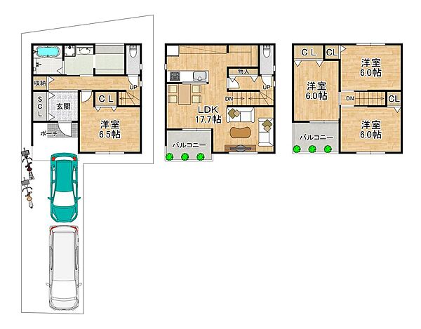参考間取り図（建物価格2000万円）間取り変更可