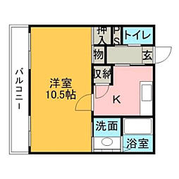 アンビアンス 1Kの間取図画像