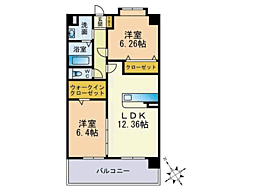 スカイシャトレ曰佐 2LDKの間取図画像