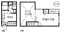 ペイサージュ別府南 1Kの間取図画像