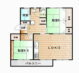 UR都市機構長住団地11 2LDKの間取図画像