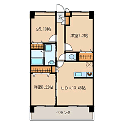サンルージュ春日 2SLDKの間取図画像