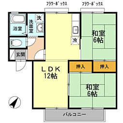セジュール南片江A 2LDKの間取図画像