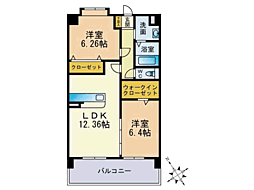 スカイシャトレ曰佐 2LDKの間取図画像