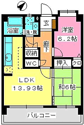 プロシード曰佐 2LDKの間取図画像
