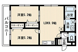 南片江TRUST 2LDKの間取図画像