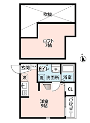 ロワゾブルー七隈 ワンルームの間取図画像