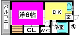 ハイツ長沢 1Kの間取図画像