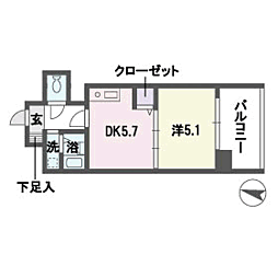 モンレーヴ市崎 1DKの間取図画像