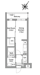 福岡市南区大楠1丁目マンション 1DKの間取図画像