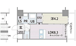 マリアヴィラ高宮 1LDKの間取図画像