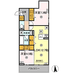 TORISIA T West 2LDKの間取図画像