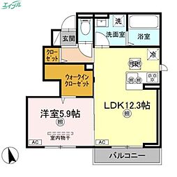 岡山電気軌道清輝橋線 清輝橋駅 徒歩35分の賃貸アパート 1階1LDKの間取り