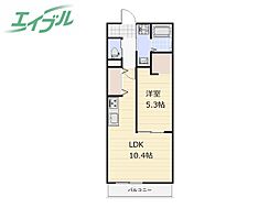 岡山市南区箕島アパート 1LDKの間取図画像