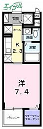 プランドール・十日市 1Kの間取図画像