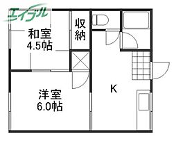 清水コーポA 2DKの間取図画像