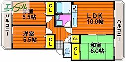 ドミール福島B 3LDKの間取図画像
